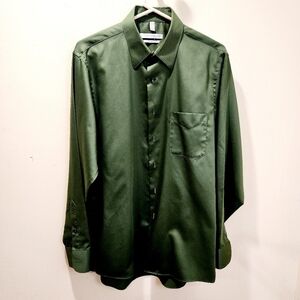 GEOFFREY BEENE Regular Fit Olive Green Long Sleeves dress Shirt size 15.5